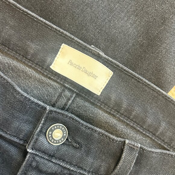 FAVORITE DAUGHTER Valentina Super High Rise Tower Jeans in Black Women's Size 29 - Picture 9 of 13